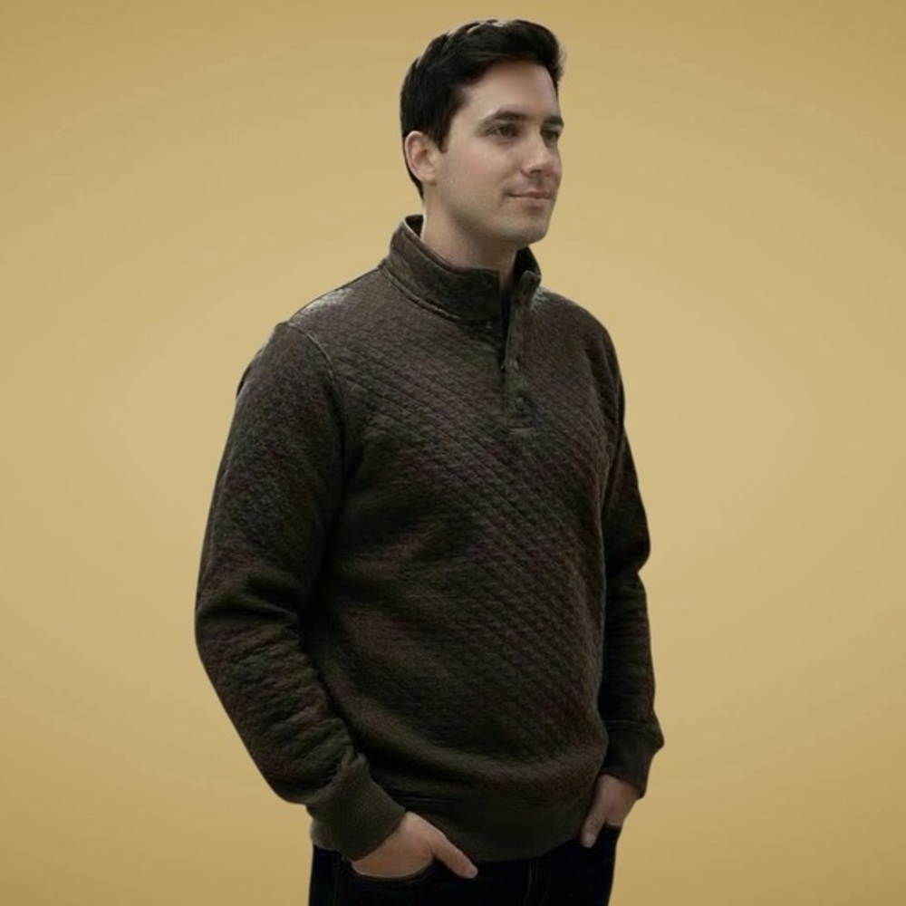 Eddie Bauer Brown Quilted Sweatshirt Men’s Large